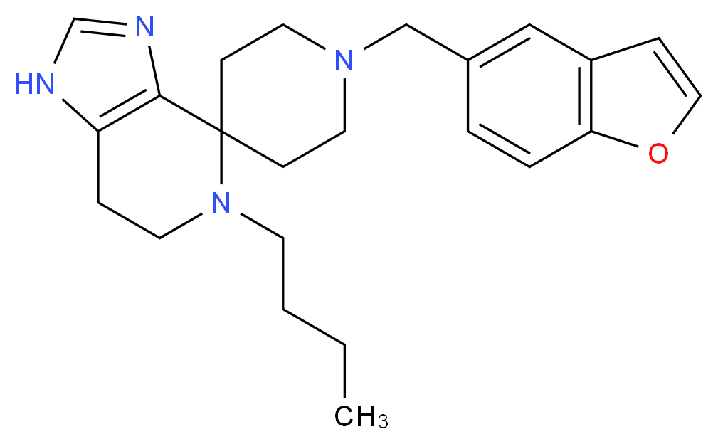 1'-(1-benzofuran-5-ylmethyl)-5-butyl-1,5,6,7-tetrahydrospiro[imidazo[4,5-c]pyridine-4,4'-piperidine]_分子结构_CAS_)