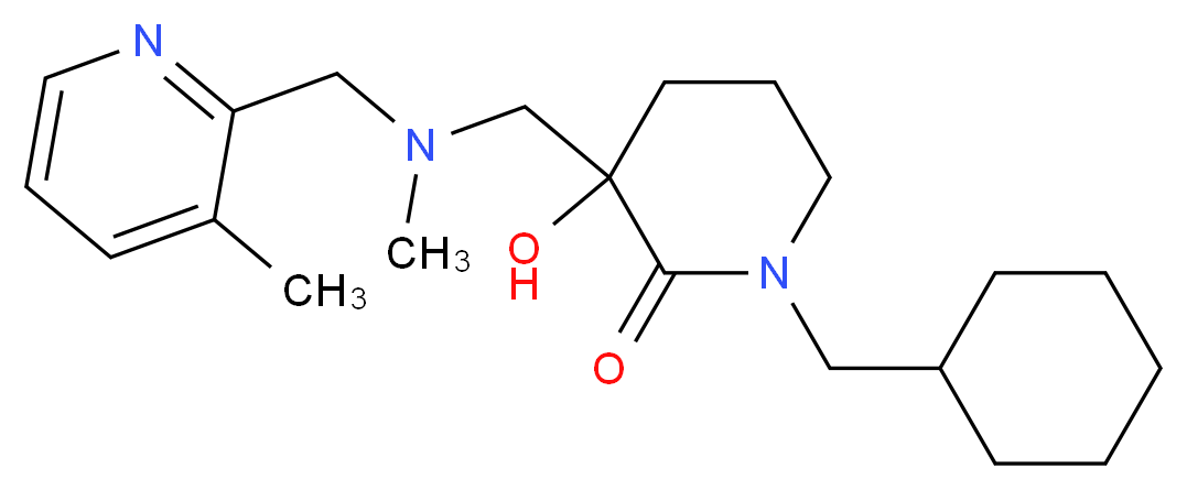 1-(cyclohexylmethyl)-3-hydroxy-3-({methyl[(3-methyl-2-pyridinyl)methyl]amino}methyl)-2-piperidinone_分子结构_CAS_)