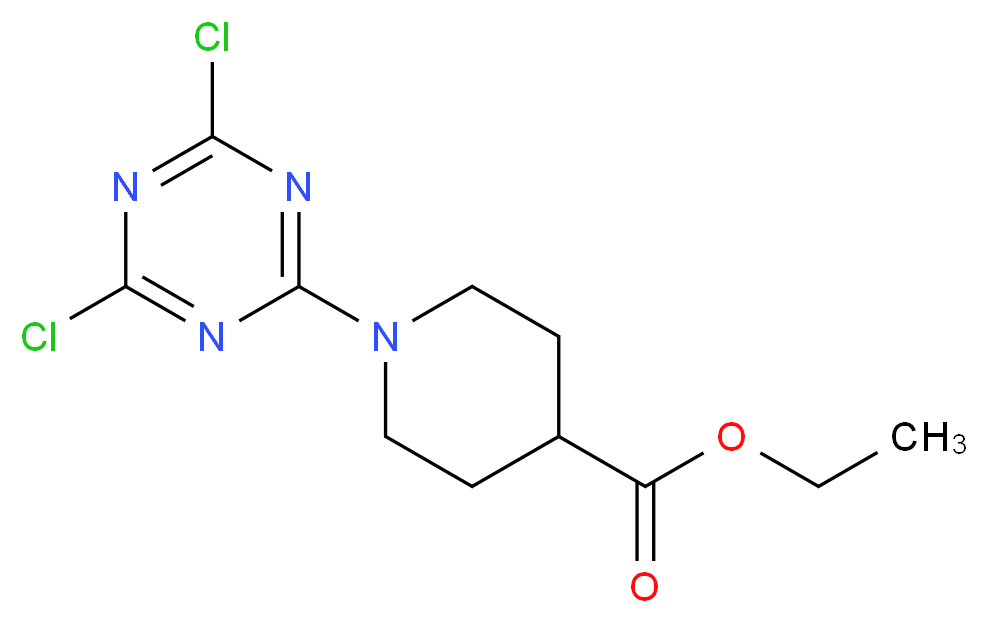 ethyl 1-(dichloro-1,3,5-triazin-2-yl)piperidine-4-carboxylate_分子结构_CAS_216502-45-3