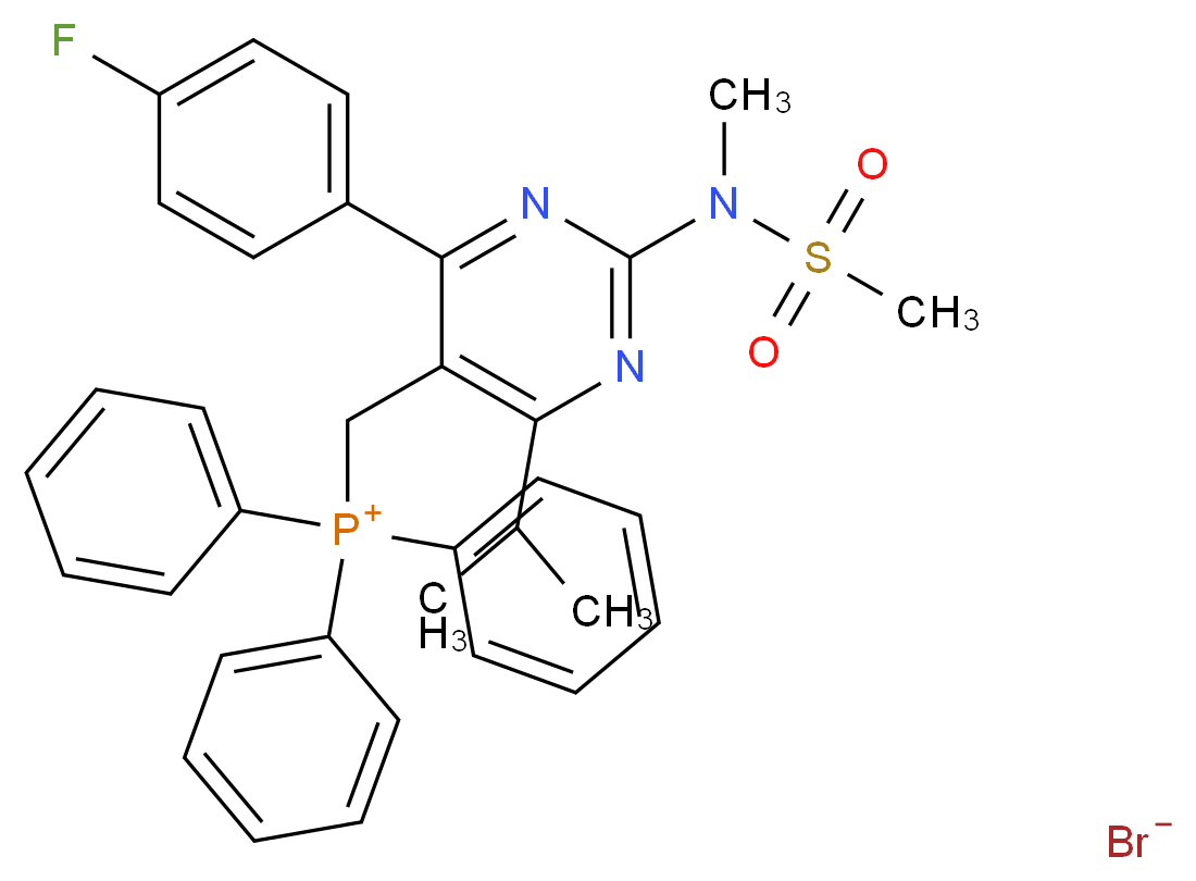 {[4-(4-fluorophenyl)-2-(N-methylmethanesulfonamido)-6-(propan-2-yl)pyrimidin-5-yl]methyl}triphenylphosphanium bromide_分子结构_CAS_885477-83-8