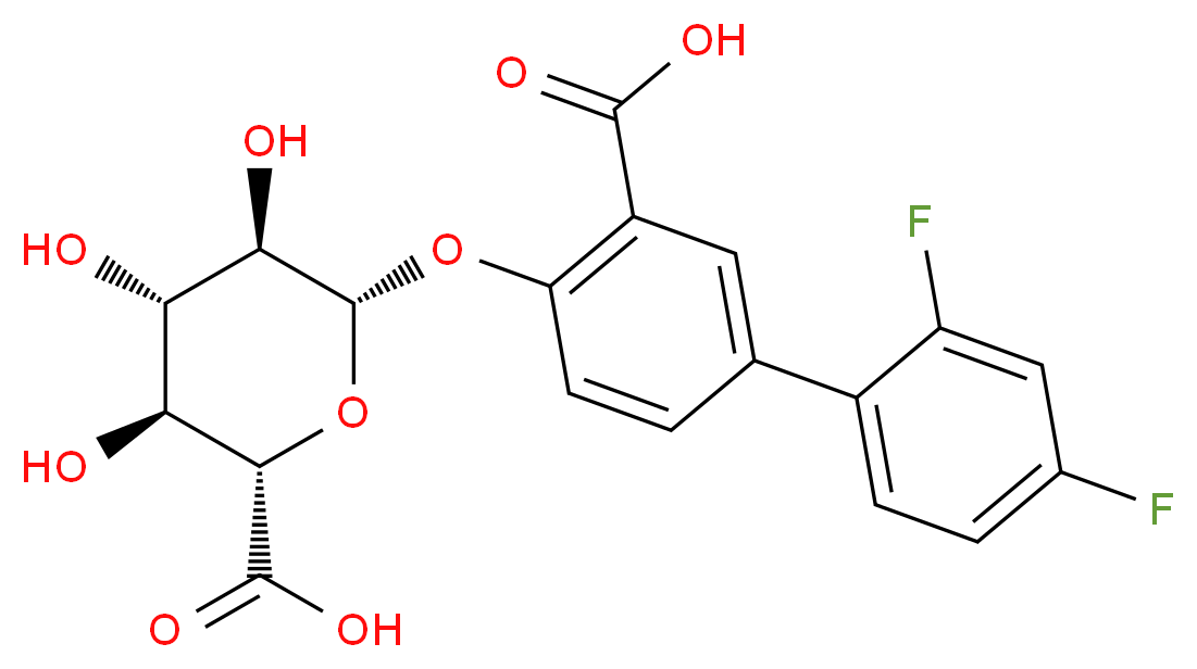 (2S,3S,4S,5R,6S)-6-[2-carboxy-4-(2,4-difluorophenyl)phenoxy]-3,4,5-trihydroxyoxane-2-carboxylic acid_分子结构_CAS_58446-29-0