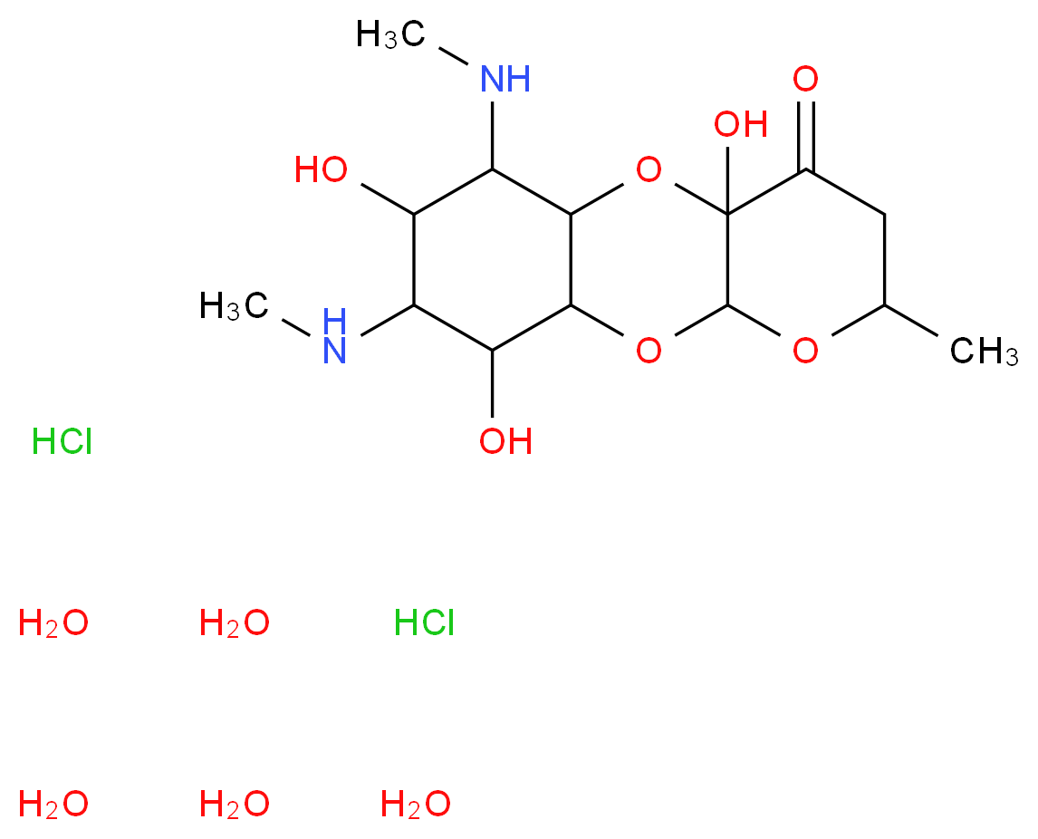 8,12,14-trihydroxy-5-methyl-11,13-bis(methylamino)-2,4,9-trioxatricyclo[8.4.0.0^{3,8}]tetradecan-7-one pentahydrate dihydrochloride_分子结构_CAS_22189-32-8