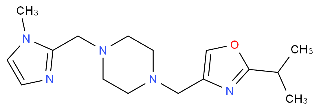 1-[(2-isopropyl-1,3-oxazol-4-yl)methyl]-4-[(1-methyl-1H-imidazol-2-yl)methyl]piperazine_分子结构_CAS_)