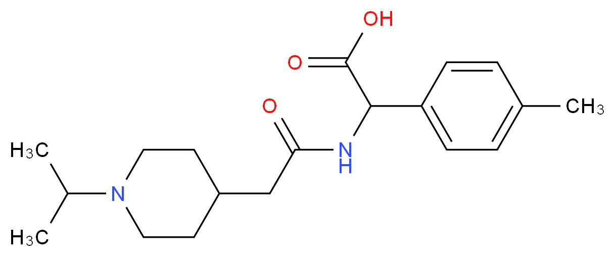 {[(1-isopropyl-4-piperidinyl)acetyl]amino}(4-methylphenyl)acetic acid_分子结构_CAS_)