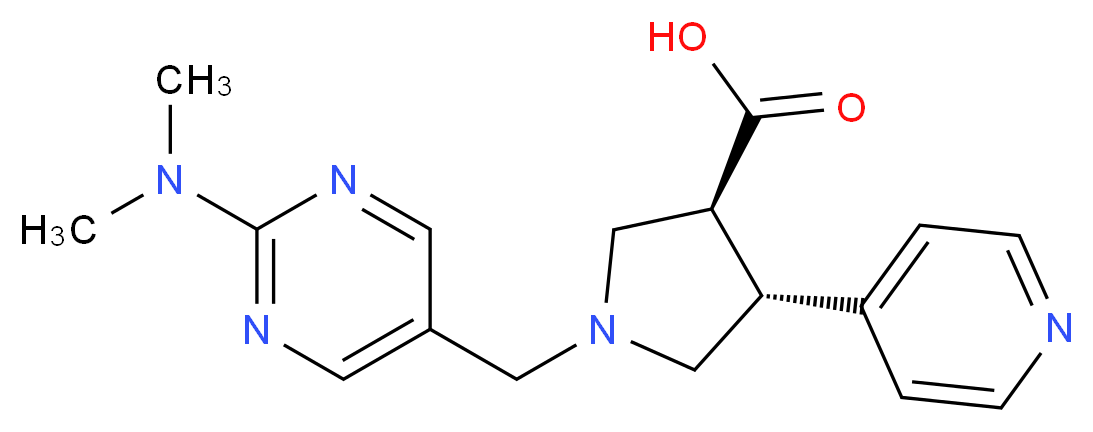 (3S*,4R*)-1-{[2-(dimethylamino)pyrimidin-5-yl]methyl}-4-pyridin-4-ylpyrrolidine-3-carboxylic acid_分子结构_CAS_)