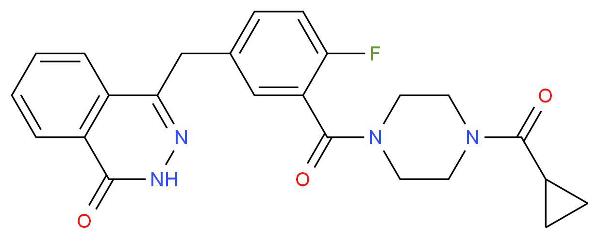 4-{[3-(4-cyclopropanecarbonylpiperazine-1-carbonyl)-4-fluorophenyl]methyl}-1,2-dihydrophthalazin-1-one_分子结构_CAS_763113-22-0