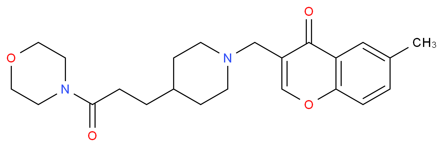 6-methyl-3-({4-[3-(4-morpholinyl)-3-oxopropyl]-1-piperidinyl}methyl)-4H-chromen-4-one_分子结构_CAS_)