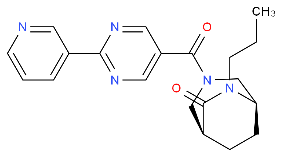 (1S*,5R*)-6-propyl-3-[(2-pyridin-3-ylpyrimidin-5-yl)carbonyl]-3,6-diazabicyclo[3.2.2]nonan-7-one_分子结构_CAS_)