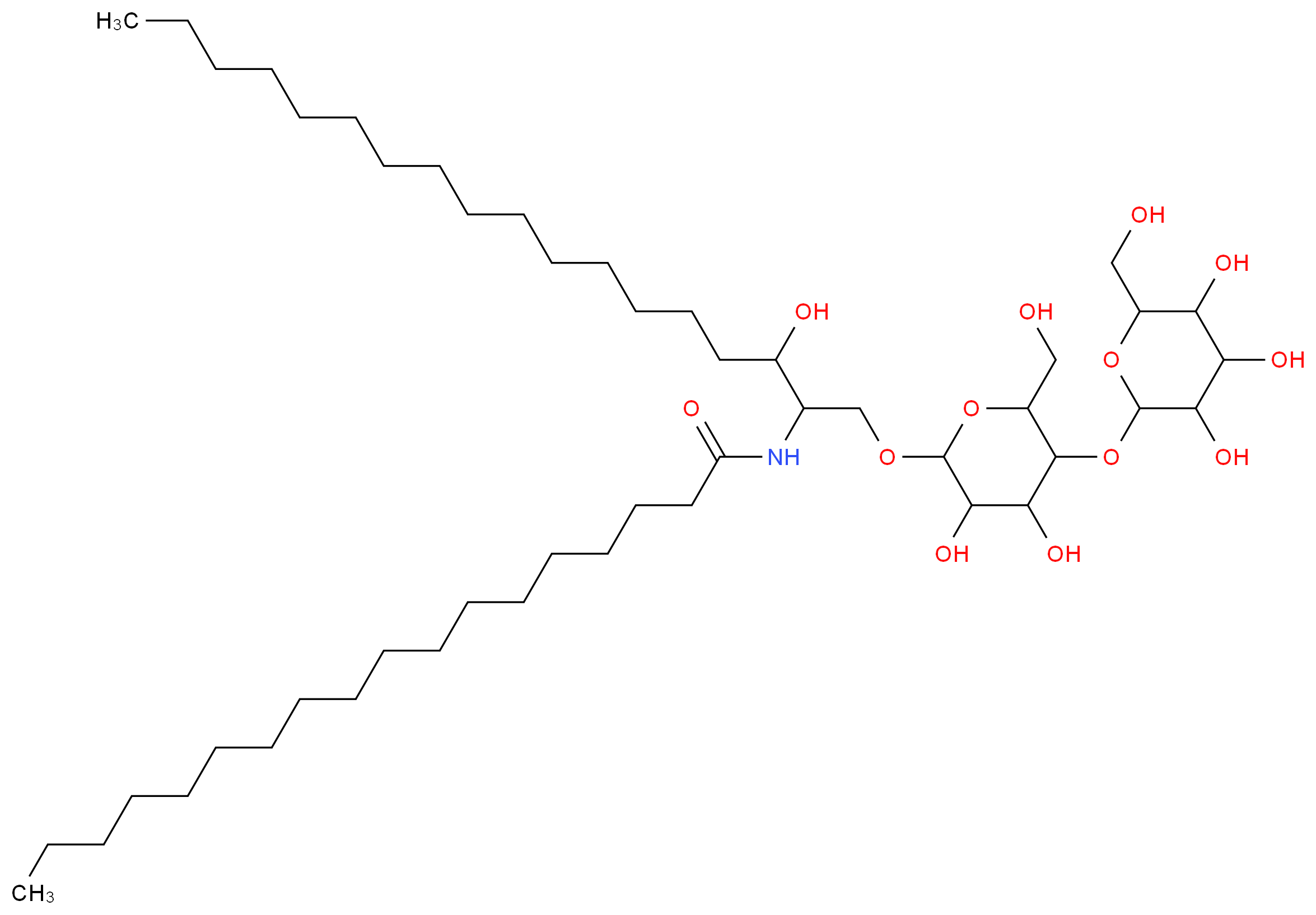 N-(1-{[3,4-dihydroxy-6-(hydroxymethyl)-5-{[3,4,5-trihydroxy-6-(hydroxymethyl)oxan-2-yl]oxy}oxan-2-yl]oxy}-3-hydroxyoctadecan-2-yl)octadecanamide_分子结构_CAS_15373-20-3