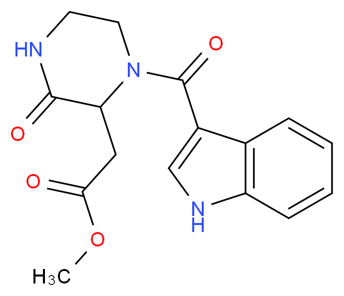 methyl [1-(1H-indol-3-ylcarbonyl)-3-oxo-2-piperazinyl]acetate_分子结构_CAS_)