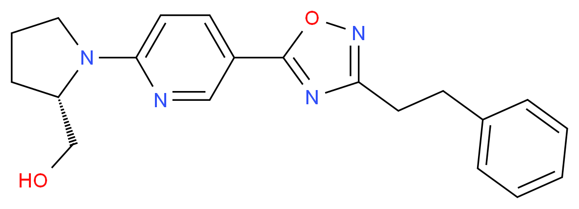 ((2S)-1-{5-[3-(2-phenylethyl)-1,2,4-oxadiazol-5-yl]-2-pyridinyl}-2-pyrrolidinyl)methanol_分子结构_CAS_)