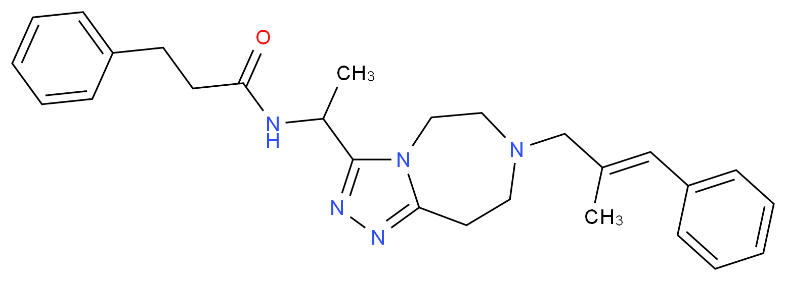 N-(1-{7-[(2E)-2-methyl-3-phenyl-2-propen-1-yl]-6,7,8,9-tetrahydro-5H-[1,2,4]triazolo[4,3-d][1,4]diazepin-3-yl}ethyl)-3-phenylpropanamide_分子结构_CAS_)