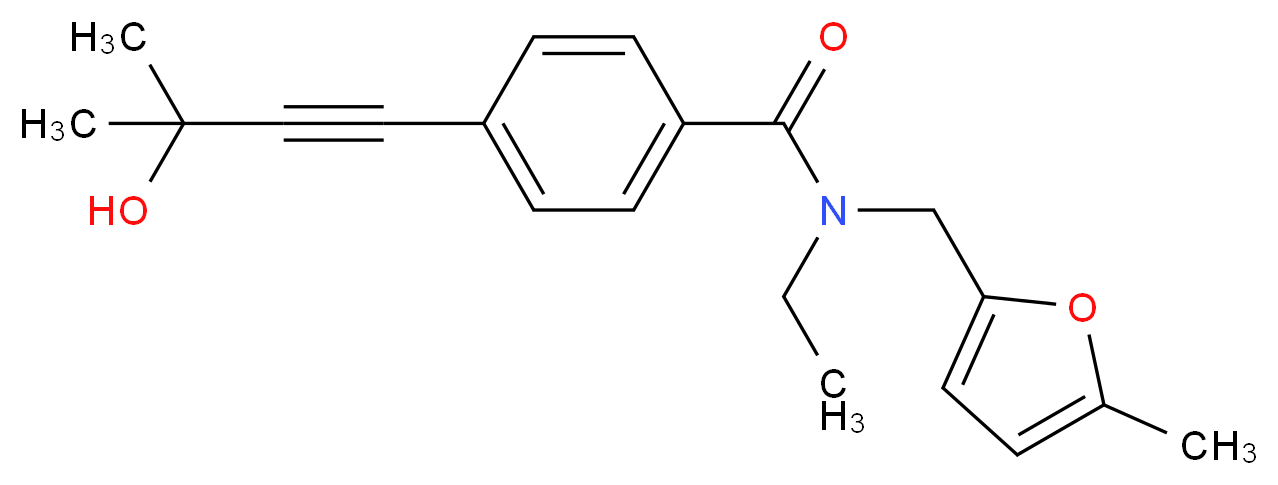N-ethyl-4-(3-hydroxy-3-methylbut-1-yn-1-yl)-N-[(5-methyl-2-furyl)methyl]benzamide_分子结构_CAS_)