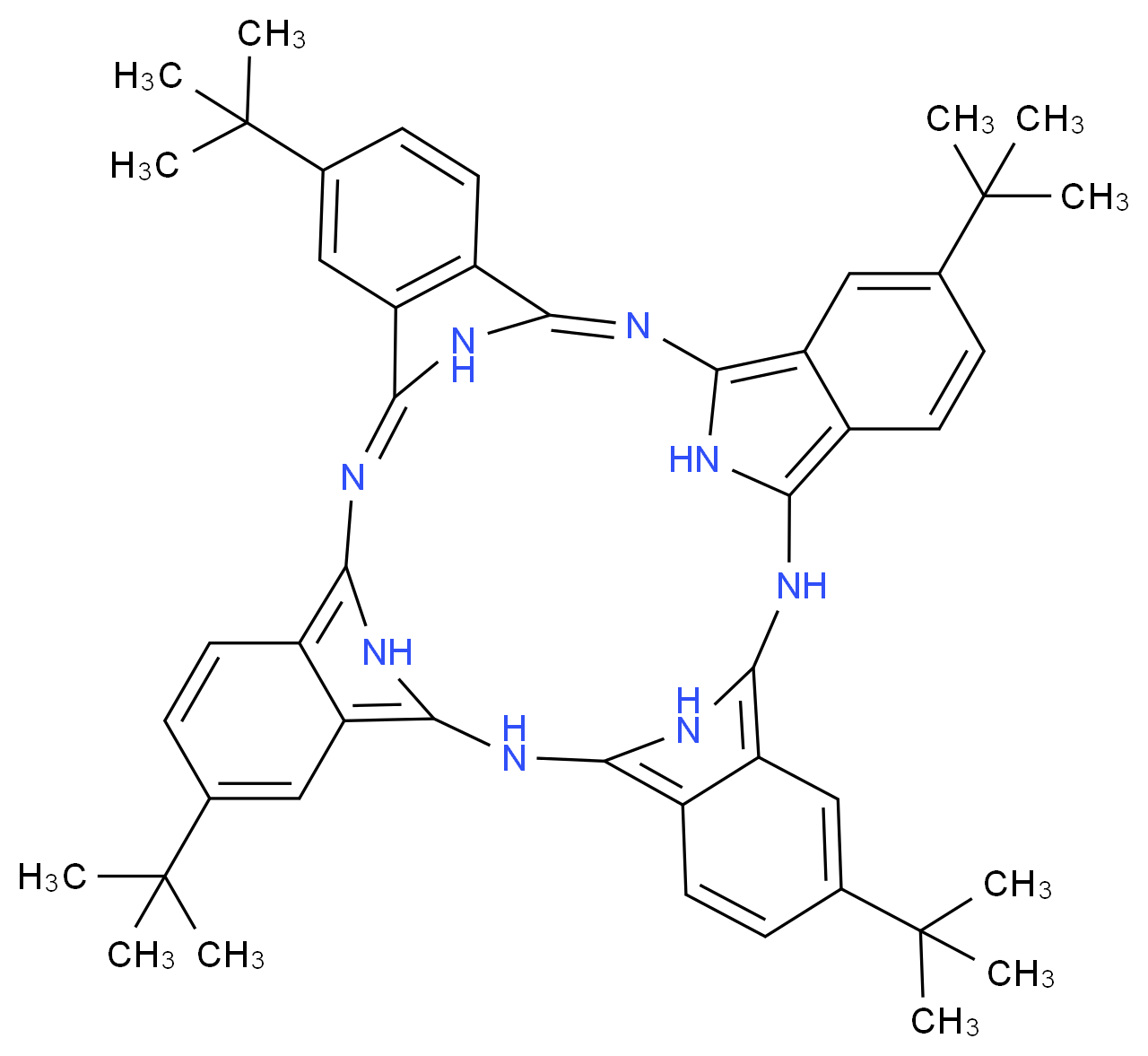 6,15,24,33-tetra-tert-butyl-2,11,20,29,37,38,39,40-octaazanonacyclo[28.6.1.1<sup>3</sup>,<sup>1</sup><sup>0</sup>.1<sup>1</sup><sup>2</sup>,<sup>1</sup><sup>9</sup>.1<sup>2</sup><sup>1</sup>,<sup>2</sup><sup>8</sup>.0<sup>4</sup>,<sup>9</sup>.0<sup>1</sup><sup>3</sup>,<sup>1</sup><sup>8</sup>.0<sup>2</sup><sup>2</sup>,<sup>2</sup><sup>7</sup>.0<sup>3</sup><sup>1</sup>,<sup>3</sup><sup>6</sup>]tetraconta-1,3,5,7,9,12,14,16,18,21,23,25,27,29,31,33,35-heptadecaene_分子结构_CAS_35984-93-1