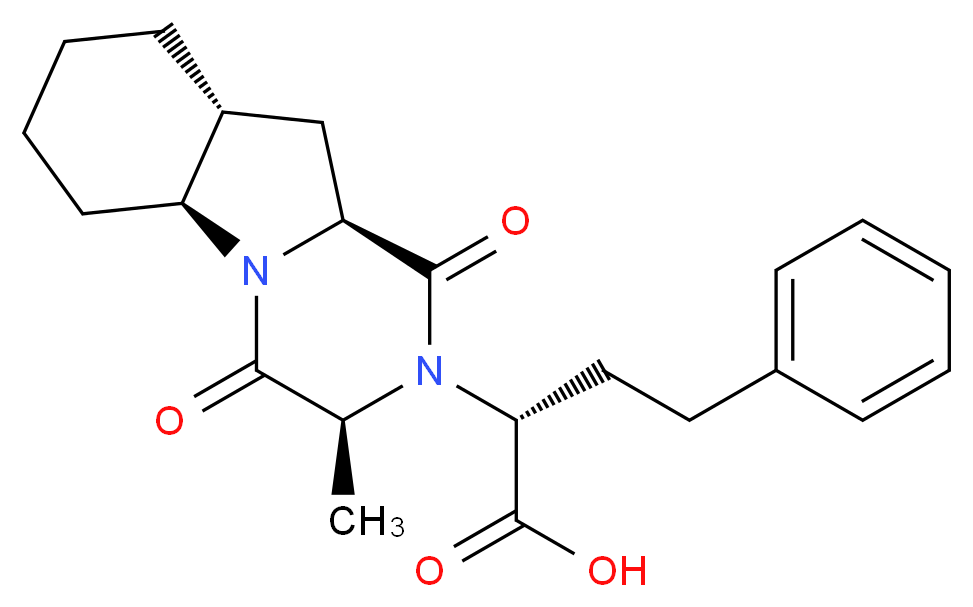 (2R)-2-[(3S,5aS,9aR,10aS)-3-methyl-1,4-dioxo-dodecahydropiperazino[1,2-a]indol-2-yl]-4-phenylbutanoic acid_分子结构_CAS_149756-14-9