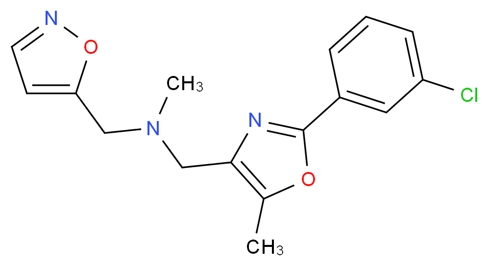 1-[2-(3-chlorophenyl)-5-methyl-1,3-oxazol-4-yl]-N-(isoxazol-5-ylmethyl)-N-methylmethanamine_分子结构_CAS_)
