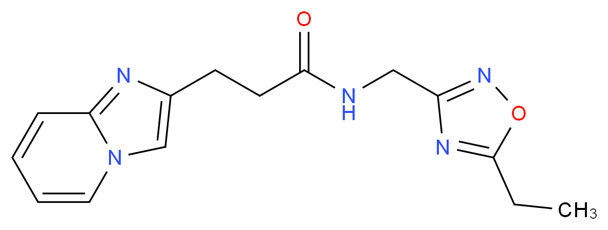 N-[(5-ethyl-1,2,4-oxadiazol-3-yl)methyl]-3-imidazo[1,2-a]pyridin-2-ylpropanamide_分子结构_CAS_)