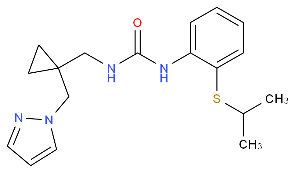 N-[2-(isopropylthio)phenyl]-N'-{[1-(1H-pyrazol-1-ylmethyl)cyclopropyl]methyl}urea_分子结构_CAS_)
