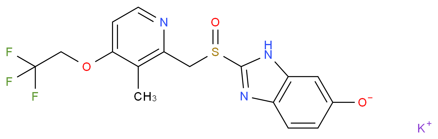 potassium 2-{[3-methyl-4-(2,2,2-trifluoroethoxy)pyridin-2-yl]methanesulfinyl}-1H-1,3-benzodiazol-6-olate_分子结构_CAS_1329613-29-7