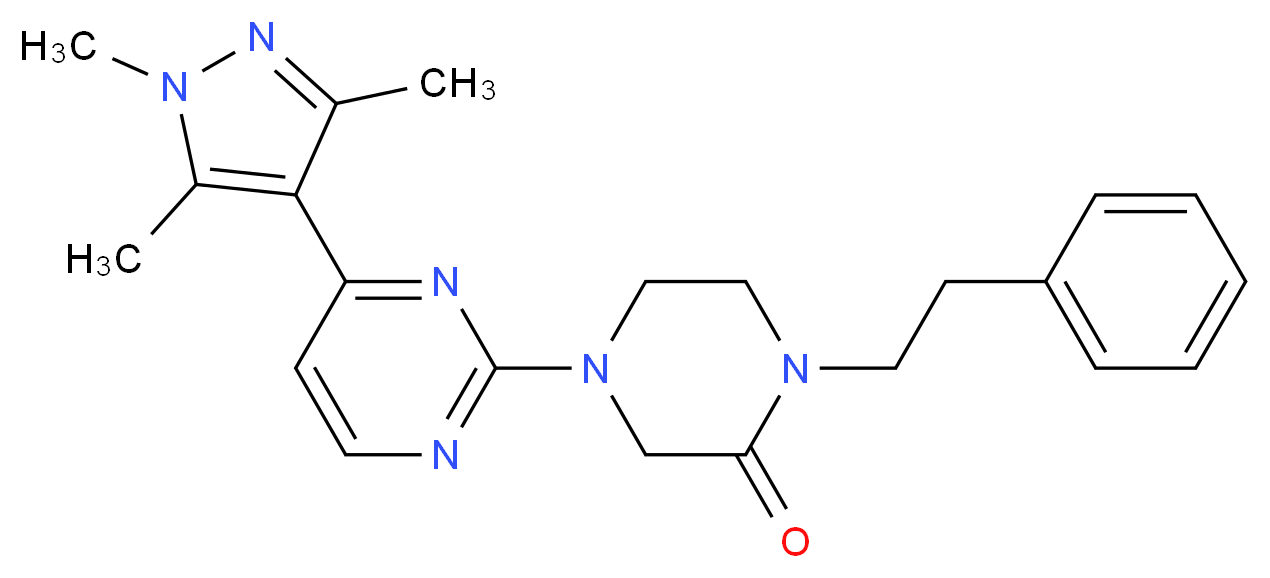 1-(2-phenylethyl)-4-[4-(1,3,5-trimethyl-1H-pyrazol-4-yl)pyrimidin-2-yl]piperazin-2-one_分子结构_CAS_)