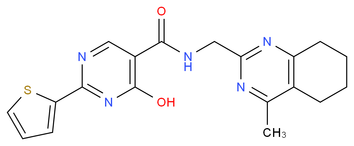 4-hydroxy-N-[(4-methyl-5,6,7,8-tetrahydroquinazolin-2-yl)methyl]-2-(2-thienyl)pyrimidine-5-carboxamide_分子结构_CAS_)
