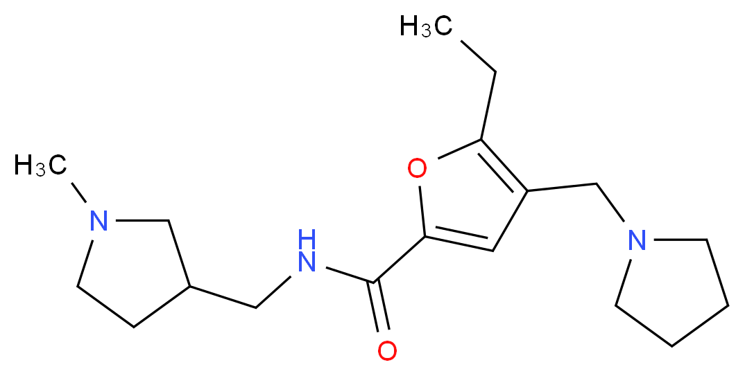 5-ethyl-N-[(1-methylpyrrolidin-3-yl)methyl]-4-(pyrrolidin-1-ylmethyl)-2-furamide_分子结构_CAS_)
