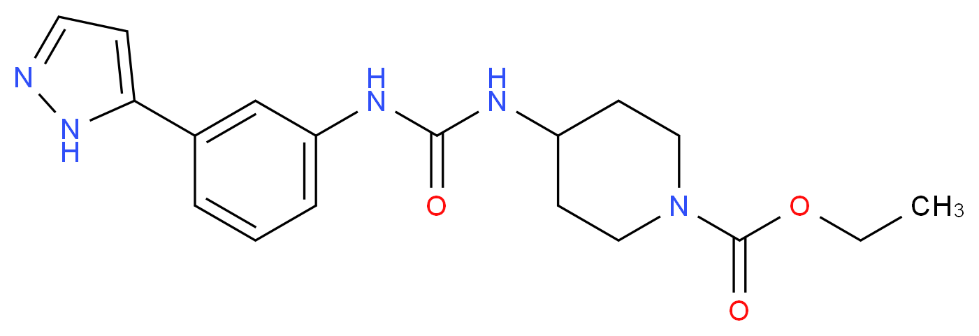 ethyl 4-[({[3-(1H-pyrazol-5-yl)phenyl]amino}carbonyl)amino]piperidine-1-carboxylate_分子结构_CAS_)