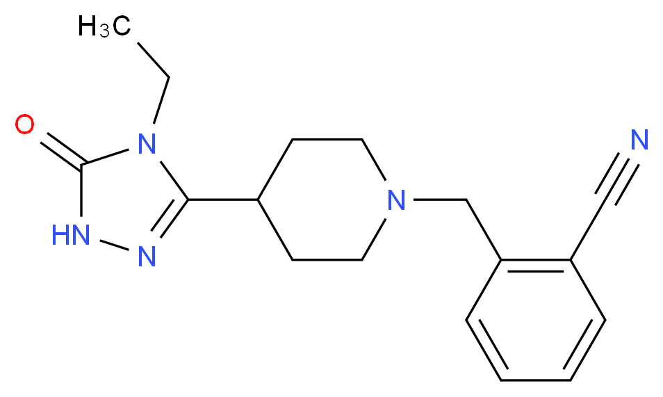 2-{[4-(4-ethyl-5-oxo-4,5-dihydro-1H-1,2,4-triazol-3-yl)piperidin-1-yl]methyl}benzonitrile_分子结构_CAS_)