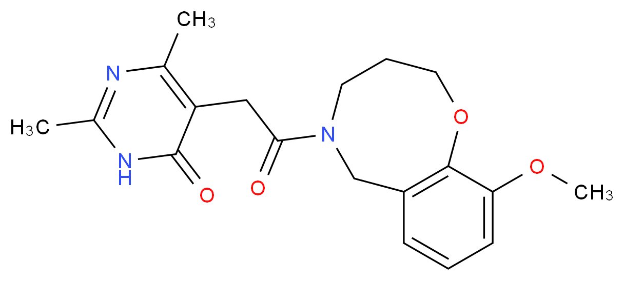 5-[2-(10-methoxy-3,4-dihydro-2H-1,5-benzoxazocin-5(6H)-yl)-2-oxoethyl]-2,6-dimethylpyrimidin-4(3H)-one_分子结构_CAS_)