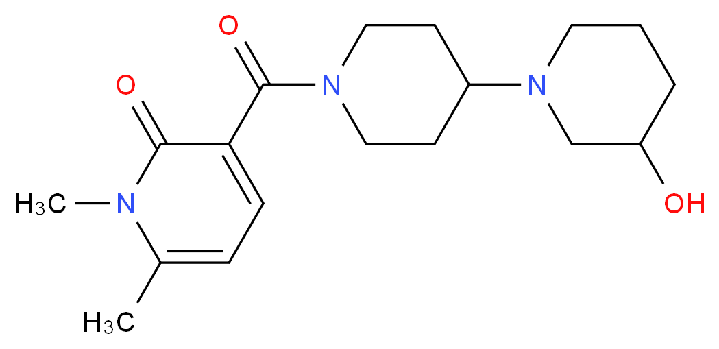 3-[(3-hydroxy-1,4'-bipiperidin-1'-yl)carbonyl]-1,6-dimethyl-2(1H)-pyridinone_分子结构_CAS_)