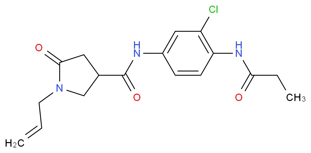 1-allyl-N-[3-chloro-4-(propionylamino)phenyl]-5-oxopyrrolidine-3-carboxamide_分子结构_CAS_)