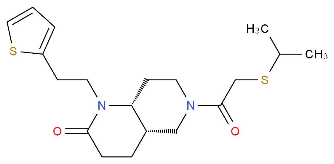(4aS*,8aR*)-6-[(isopropylthio)acetyl]-1-[2-(2-thienyl)ethyl]octahydro-1,6-naphthyridin-2(1H)-one_分子结构_CAS_)