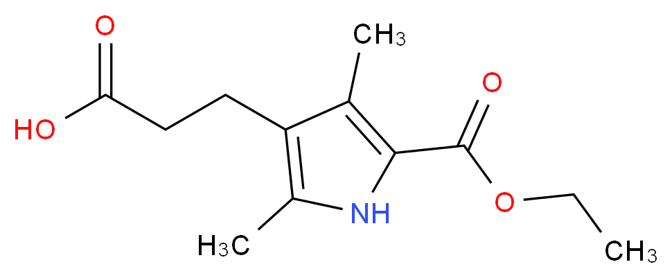 3-[5-(ethoxycarbonyl)-2,4-dimethyl-1H-pyrrol-3-yl]propanoic acid_分子结构_CAS_37789-64-3