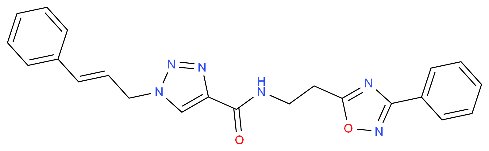 N-[2-(3-phenyl-1,2,4-oxadiazol-5-yl)ethyl]-1-[(2E)-3-phenyl-2-propen-1-yl]-1H-1,2,3-triazole-4-carboxamide_分子结构_CAS_)