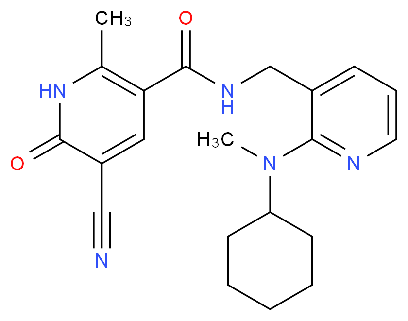 5-cyano-N-({2-[cyclohexyl(methyl)amino]pyridin-3-yl}methyl)-2-methyl-6-oxo-1,6-dihydropyridine-3-carboxamide_分子结构_CAS_)