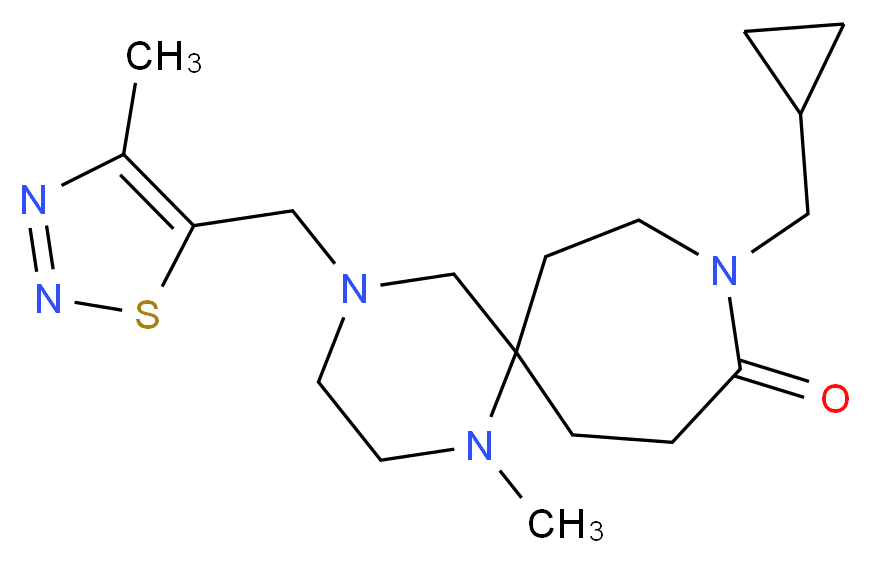 9-(cyclopropylmethyl)-1-methyl-4-[(4-methyl-1,2,3-thiadiazol-5-yl)methyl]-1,4,9-triazaspiro[5.6]dodecan-10-one_分子结构_CAS_)
