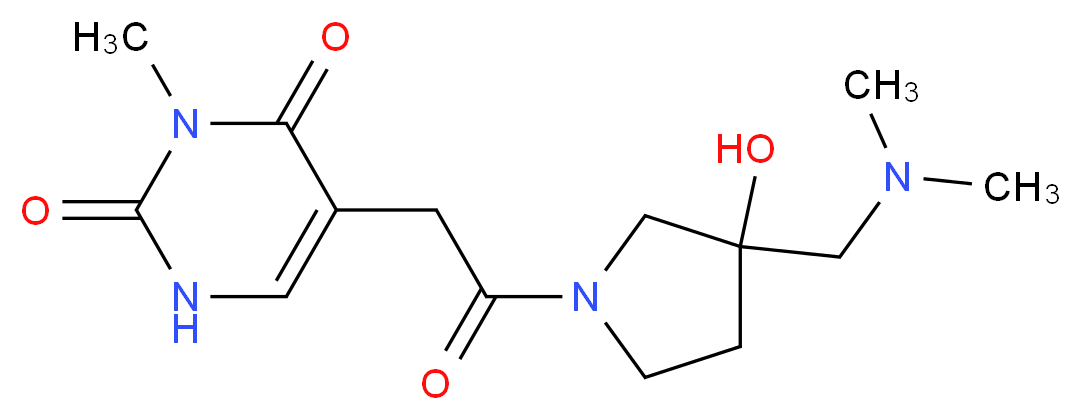 5-(2-{3-[(dimethylamino)methyl]-3-hydroxy-1-pyrrolidinyl}-2-oxoethyl)-3-methyl-2,4(1H,3H)-pyrimidinedione_分子结构_CAS_)