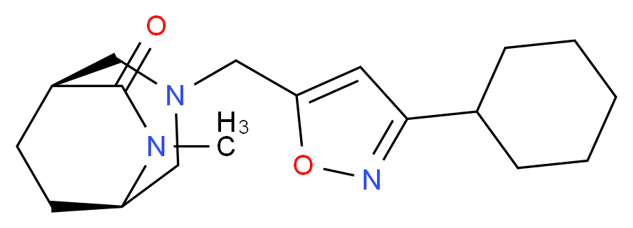 (1S*,5R*)-3-[(3-cyclohexylisoxazol-5-yl)methyl]-6-methyl-3,6-diazabicyclo[3.2.2]nonan-7-one_分子结构_CAS_)