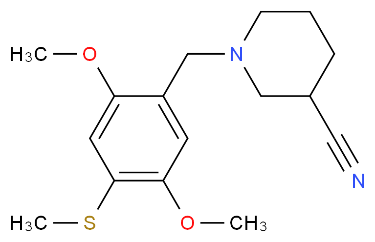 1-[2,5-dimethoxy-4-(methylthio)benzyl]piperidine-3-carbonitrile_分子结构_CAS_)