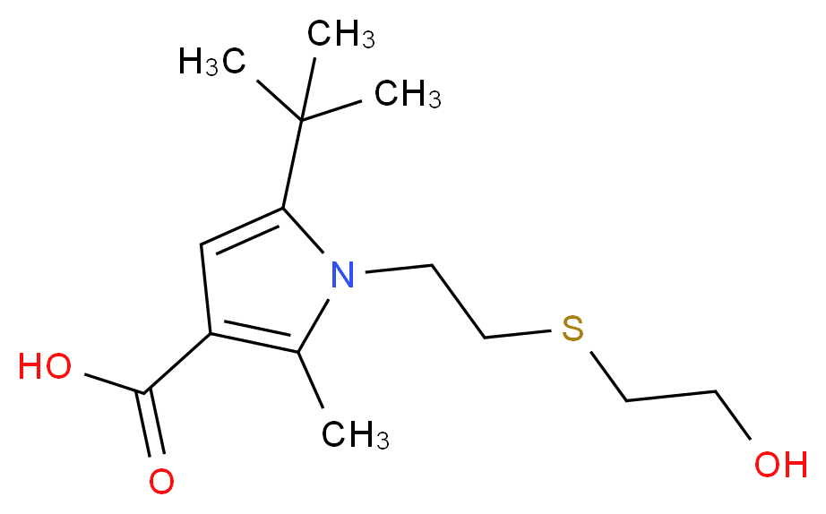5-tert-Butyl-1-[2-(2-hydroxyethylthio)ethyl]-2-methylpyrrole-3-carboxylic acid_分子结构_CAS_)
