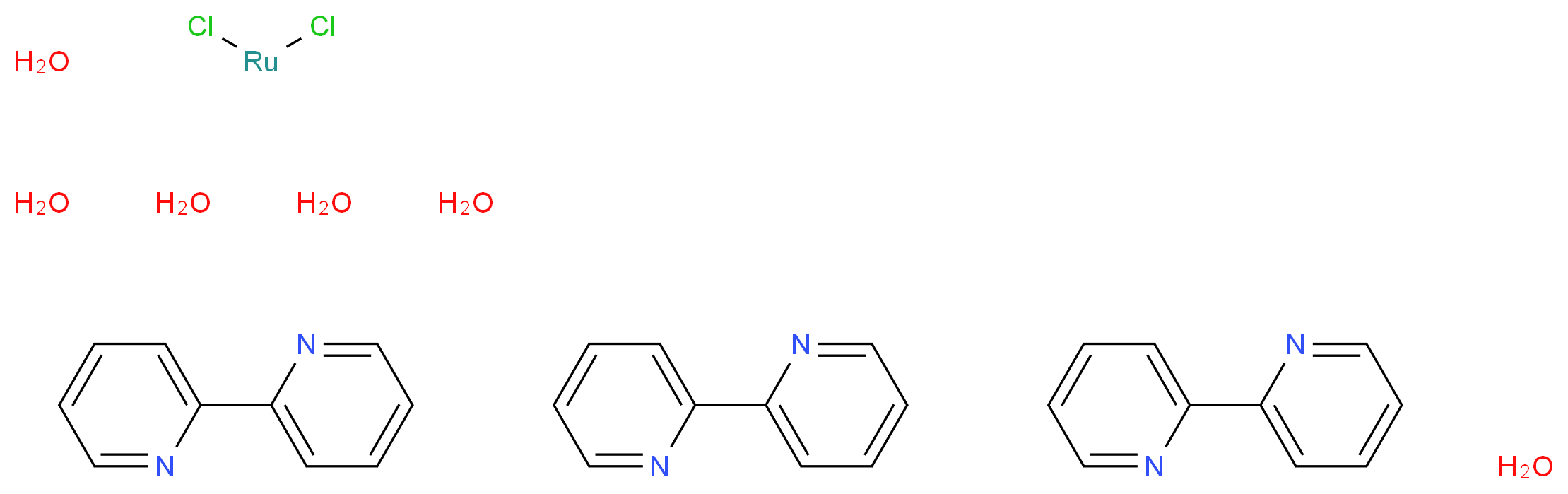 tris(2-(pyridin-2-yl)pyridine) dichlororuthenium hexahydrate_分子结构_CAS_50525-27-4
