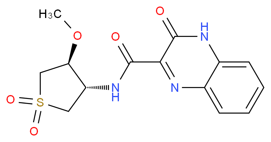N-[(3S*,4S*)-4-methoxy-1,1-dioxidotetrahydro-3-thienyl]-3-oxo-3,4-dihydroquinoxaline-2-carboxamide_分子结构_CAS_)