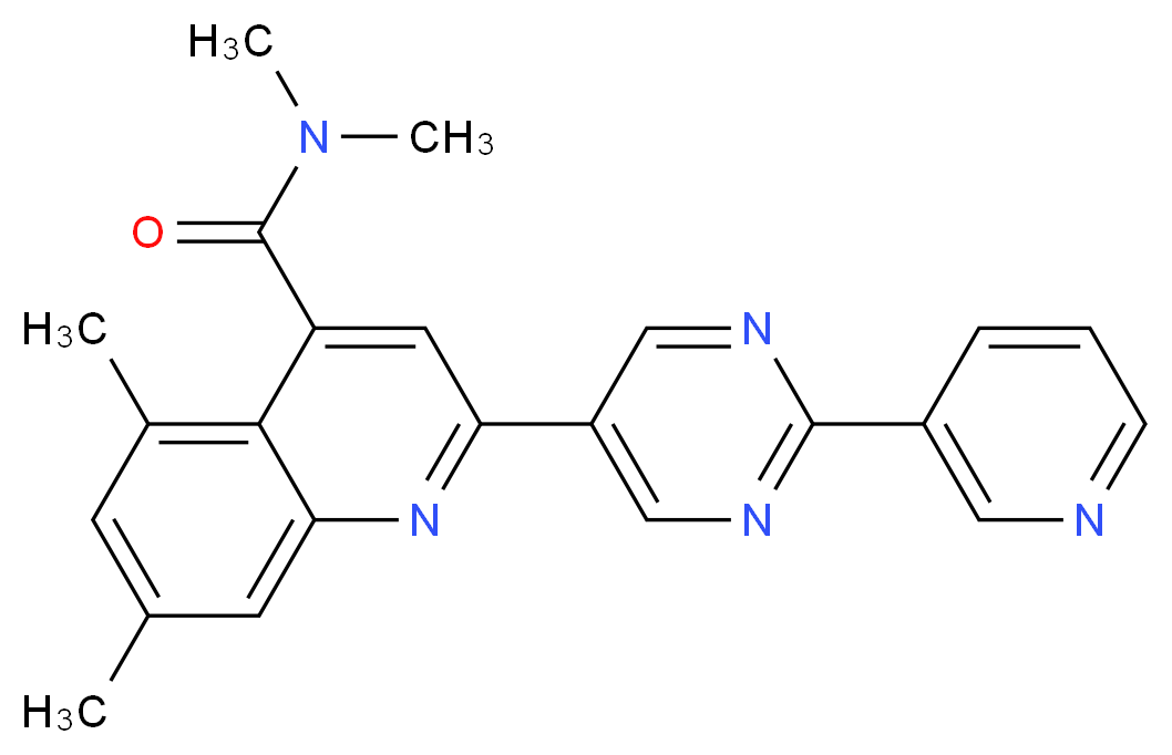 N,N,5,7-tetramethyl-2-(2-pyridin-3-ylpyrimidin-5-yl)quinoline-4-carboxamide_分子结构_CAS_)