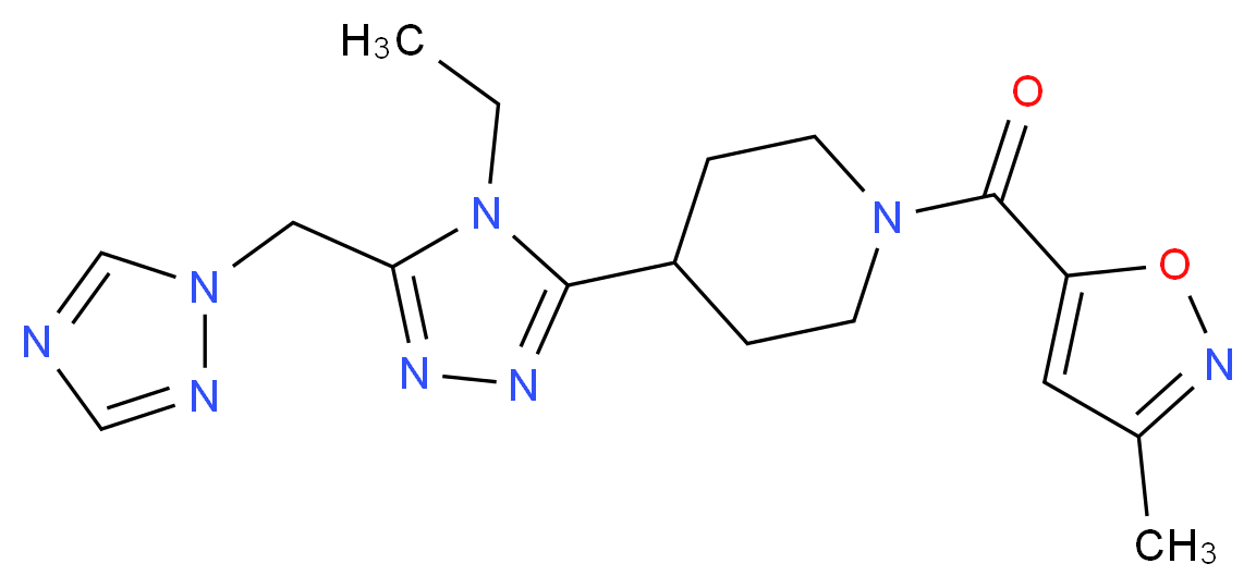 4-[4-ethyl-5-(1H-1,2,4-triazol-1-ylmethyl)-4H-1,2,4-triazol-3-yl]-1-[(3-methylisoxazol-5-yl)carbonyl]piperidine_分子结构_CAS_)