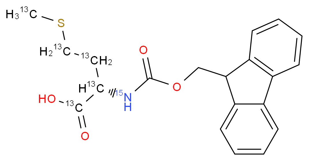 (2S)-2-{[(9H-fluoren-9-ylmethoxy)carbonyl]amino}-4-[(<sup>1</sup><sup>3</sup>C)methylsulfanyl](1,2,3,4-<sup>1</sup><sup>3</sup>C<sub>4</sub>)butanoic acid_分子结构_CAS_1217437-64-3