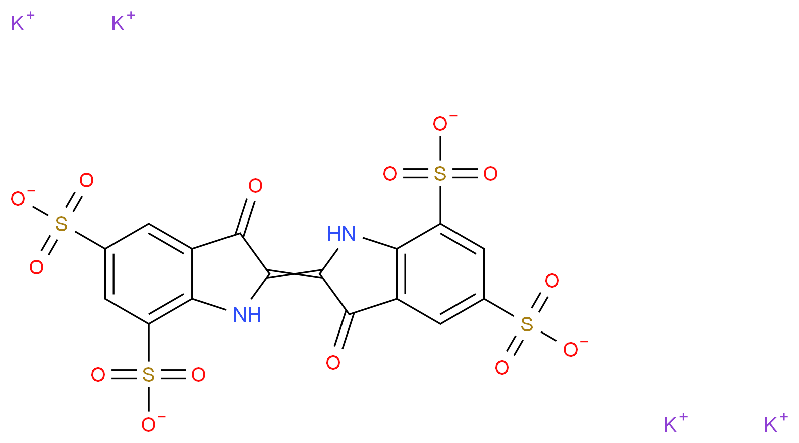 Potassium indigotetrasulfonate_分子结构_CAS_67627-19-4)
