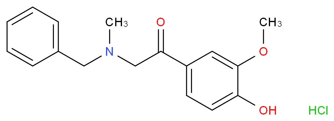 2-(苯甲基甲氨基)-4'-羟基-3'-甲氧基苯乙酮 盐酸盐_分子结构_CAS_206752-44-5)