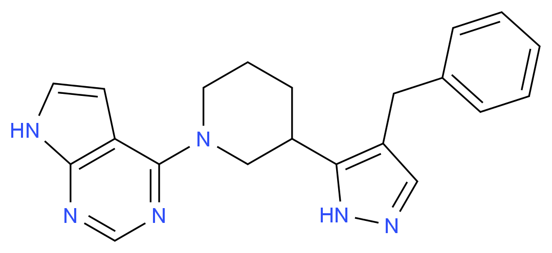 4-[3-(4-benzyl-1H-pyrazol-5-yl)piperidin-1-yl]-7H-pyrrolo[2,3-d]pyrimidine_分子结构_CAS_)