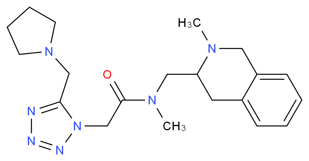 N-methyl-N-[(2-methyl-1,2,3,4-tetrahydro-3-isoquinolinyl)methyl]-2-[5-(1-pyrrolidinylmethyl)-1H-tetrazol-1-yl]acetamide_分子结构_CAS_)