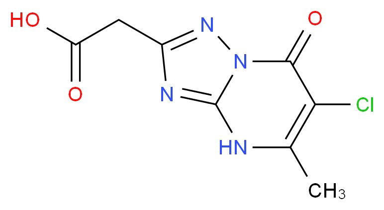 (6-Chloro-5-methyl-7-oxo-4,7-dihydro-[1,2,4]-triazolo[1,5-a]pyrimidin-2-yl)-acetic acid_分子结构_CAS_)